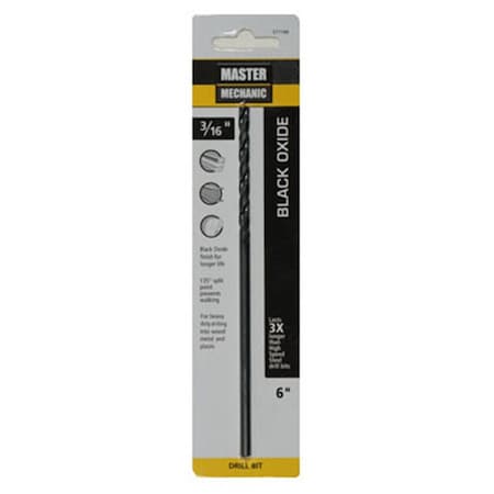 Swivel 0.187 x 6 in. Master Mechanic Extra Length Oxide Drill Bit - Black SW3853419